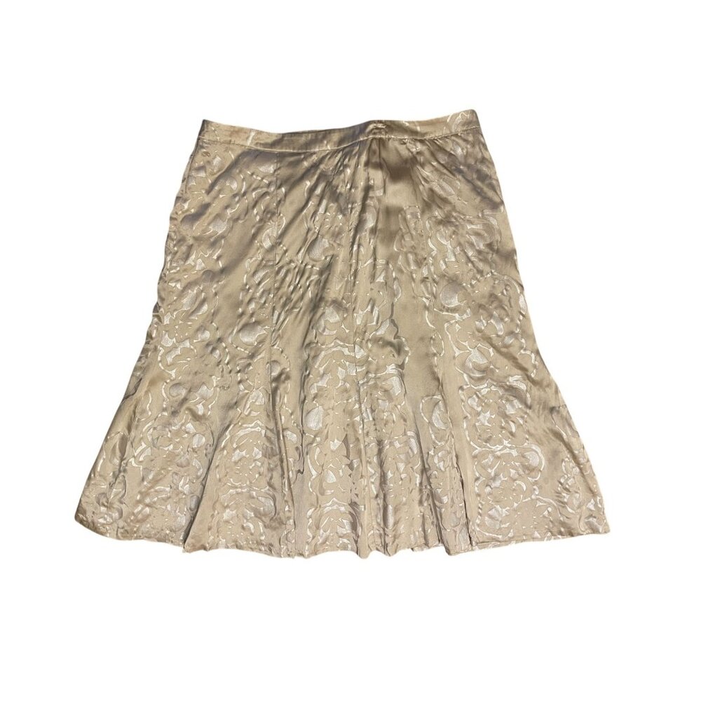 Chico's A-line knee length sz 2 skirt side zip champagne gold
